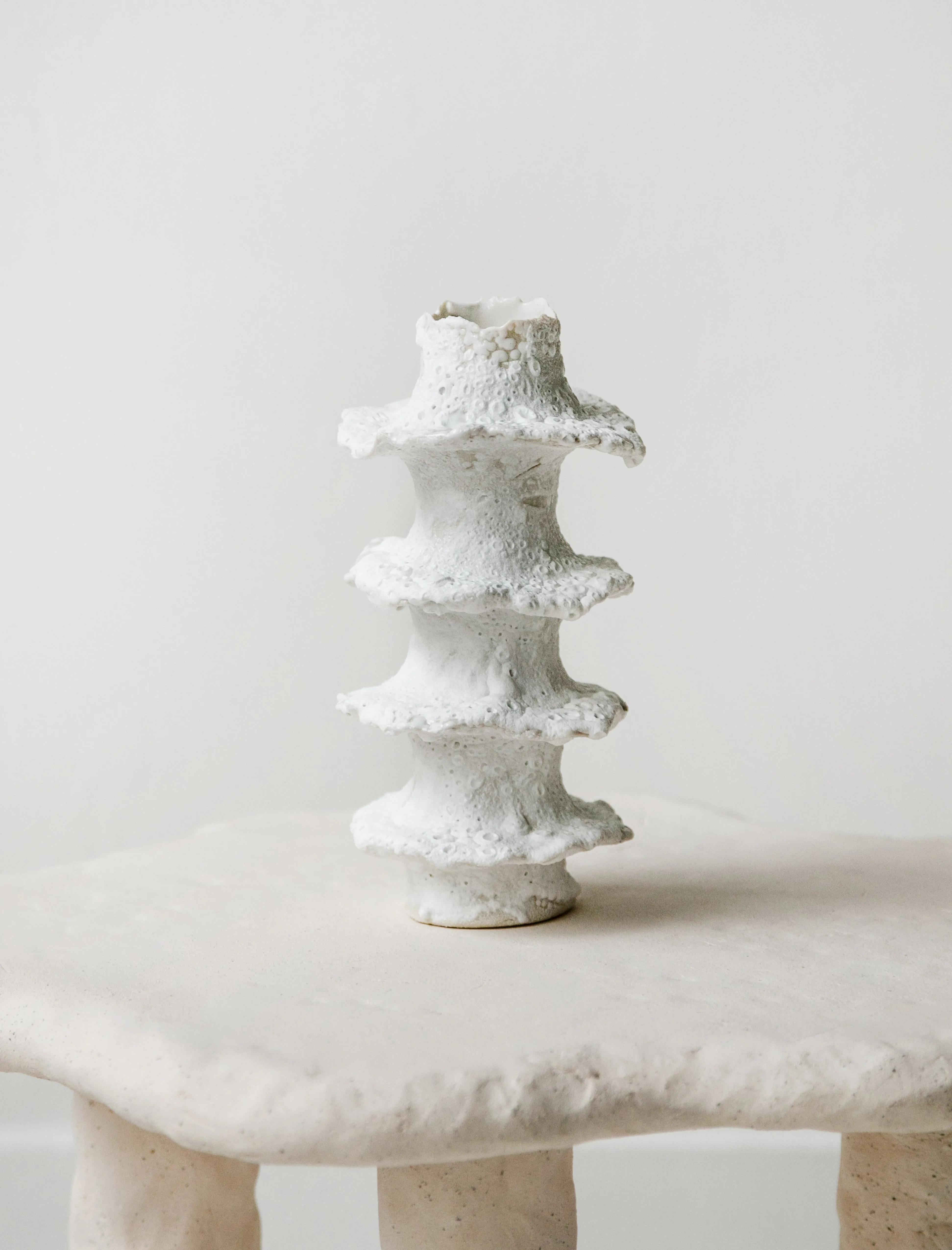 Tier Candle Stand Frosted White 6x4