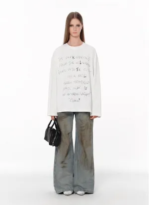 Urban Graffiti Long Sleeve Tee  White Sketch