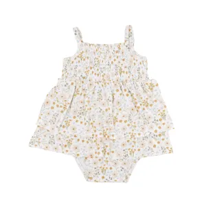 Whimsical Floral Small Ribbed Ruffle Romper