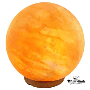 White Whale Globe Shape Himalayan Rock Salt Crystals Lamp Natural Salt Crystals Home Decor Spa Office (3-5 KG)